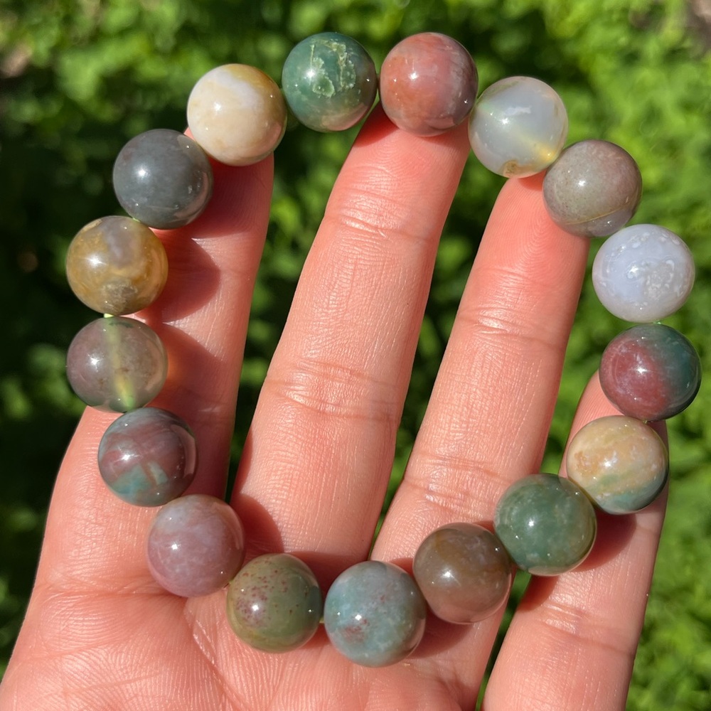12mm colorful ocean jasper bracelet - Picture 4 of 6